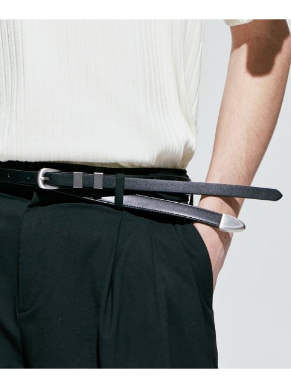 layered strap thin western belt