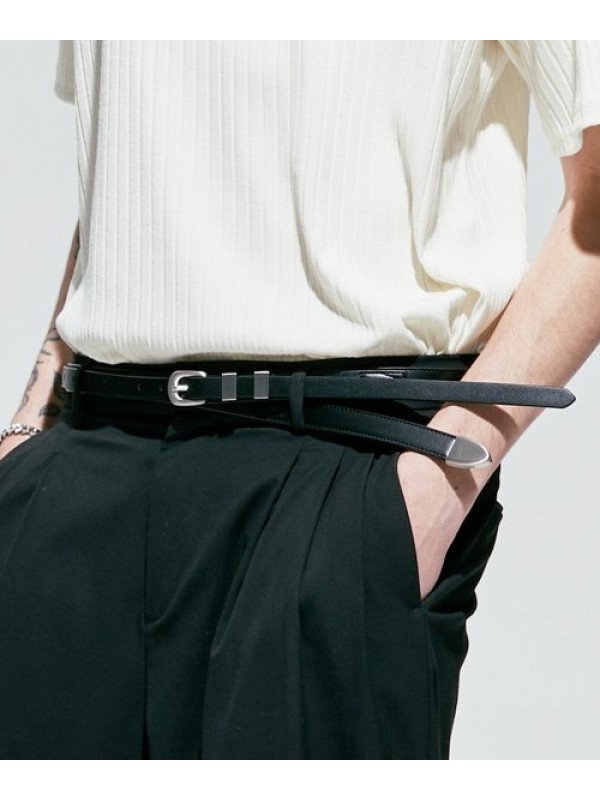 layered strap thin western belt