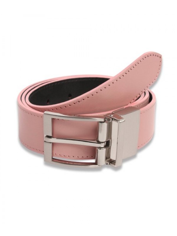 Cowhide Reversible Hard Leather Belt BLACK/PINK