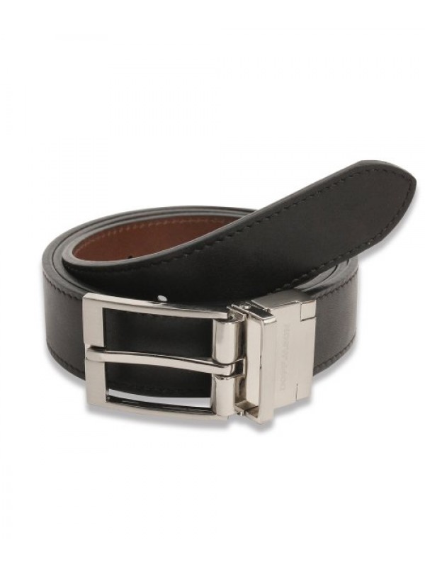 Cowhide Reversible Hard Leather Belt BLACK/BROWN