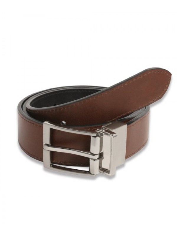 Cowhide Reversible Hard Leather Belt BLACK/BROWN