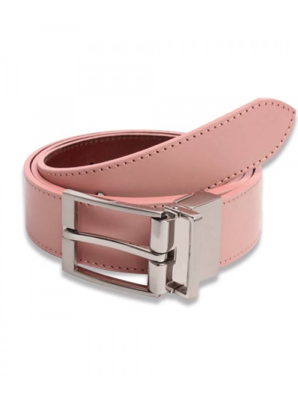 Cowhide Reversible Hard Leather Belt BROWN/PINK