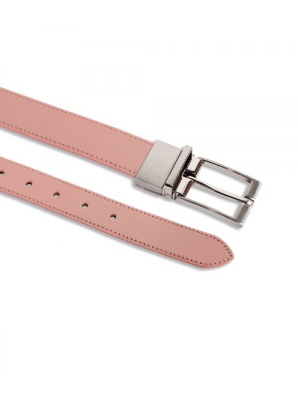 Cowhide Reversible Hard Leather Belt BROWN/PINK