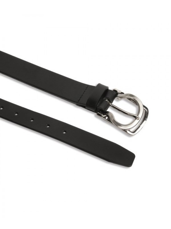 Double head hard leather belt BLACK