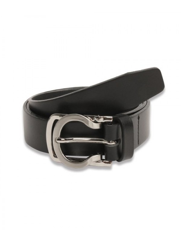 Double head hard leather belt BLACK