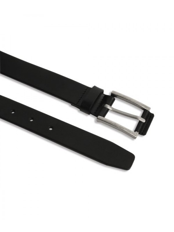 LEATHER TAG SQUARE HARD LEATHER BELT BLACK