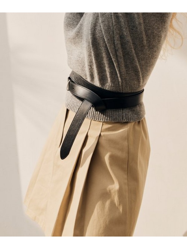 Eco leather long belt (BLACK)