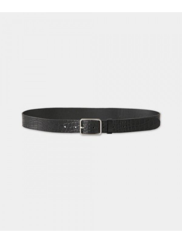 Pin Buckle Croque Embossed Belt (Black)