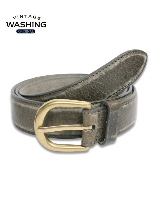 Vintage Hard Leather Belt KHAKI