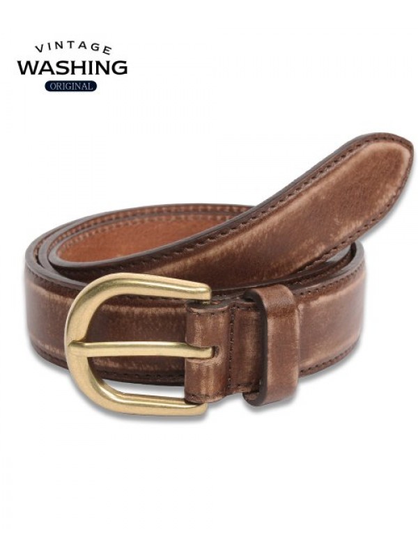 VINTAGE HARD LEATHER BELT BROWN