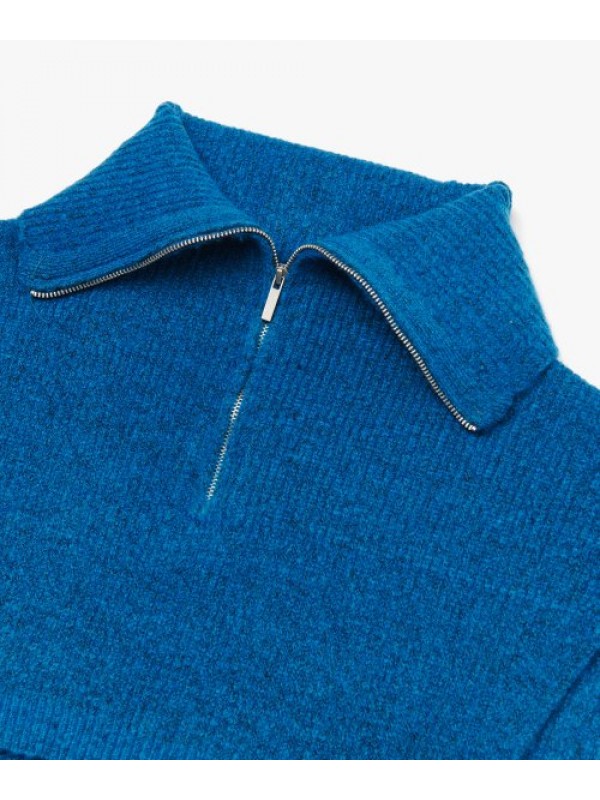 Wool Turtleneck Warmer - Deep Blue