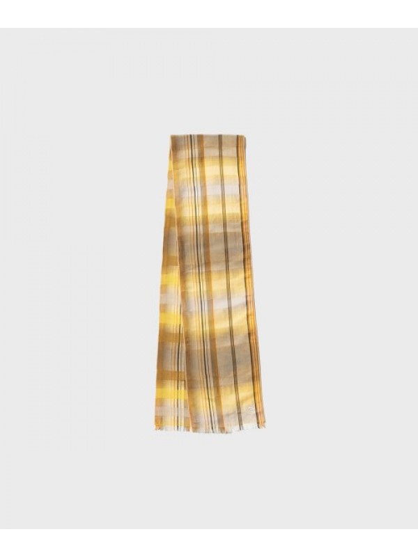 LINEN SILK CHECK SCARF (YELLOW)