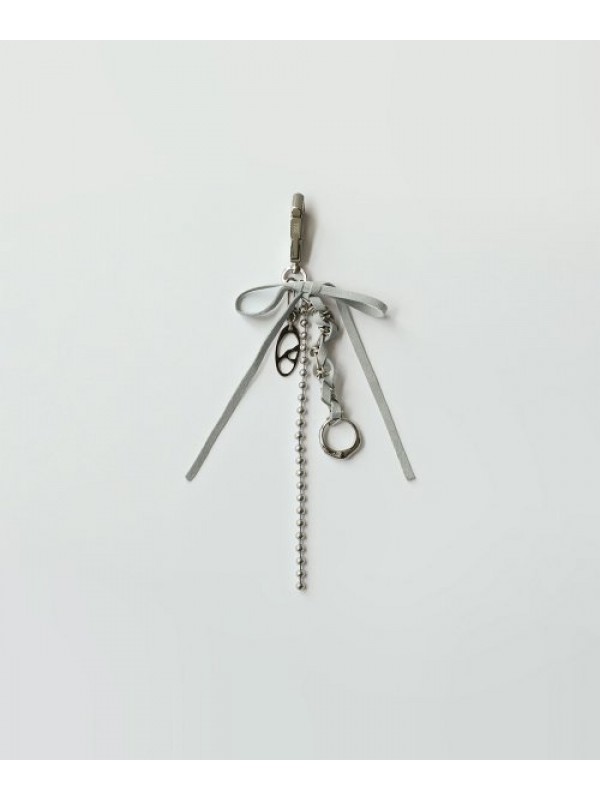 SUEDE RIBBON KEY RING - SKY BLUE