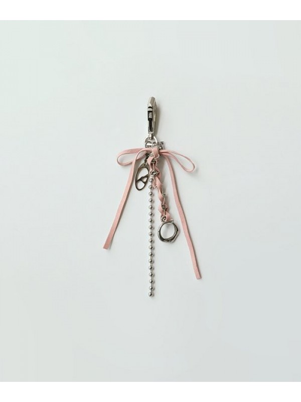 SUEDE RIBBON KEY RING - PINK