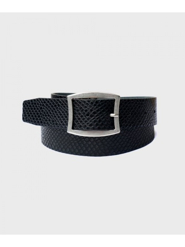 Square buckle python texture leather belt (UNISEX)_UTA-FM09