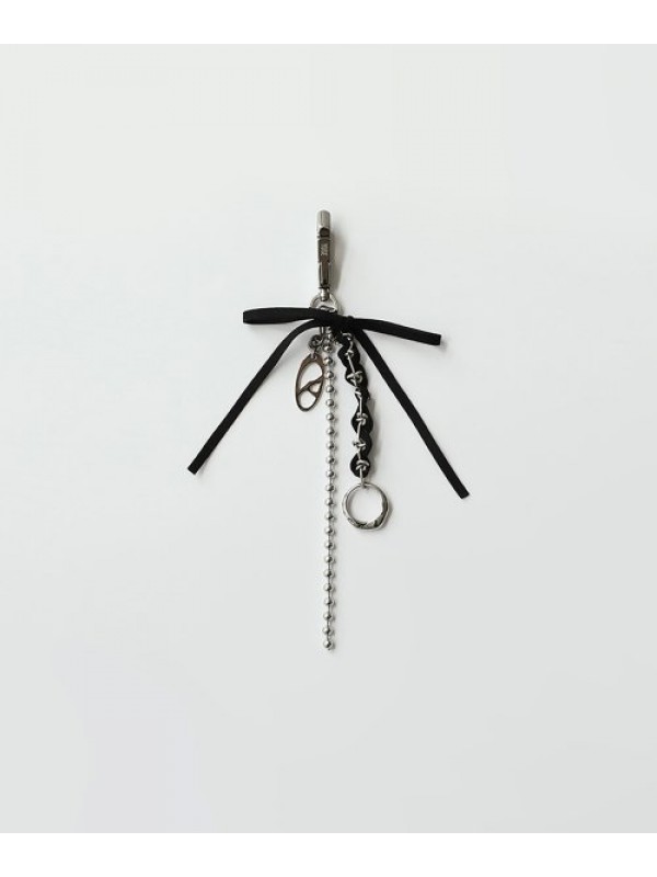 SUEDE RIBBON KEY RING - BLACK