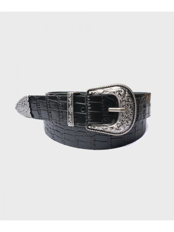 Western crocodile texture leather belt (UNISEX)_UTA-FM08