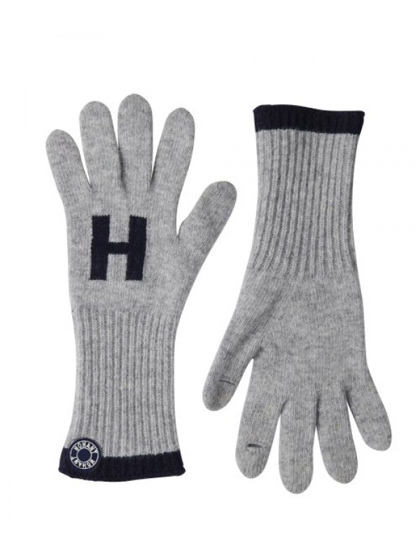 LOGO PATCH KNIT GLOVES GRAY