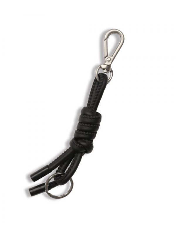 KNOTTED LEATHER KEY RING BLACK