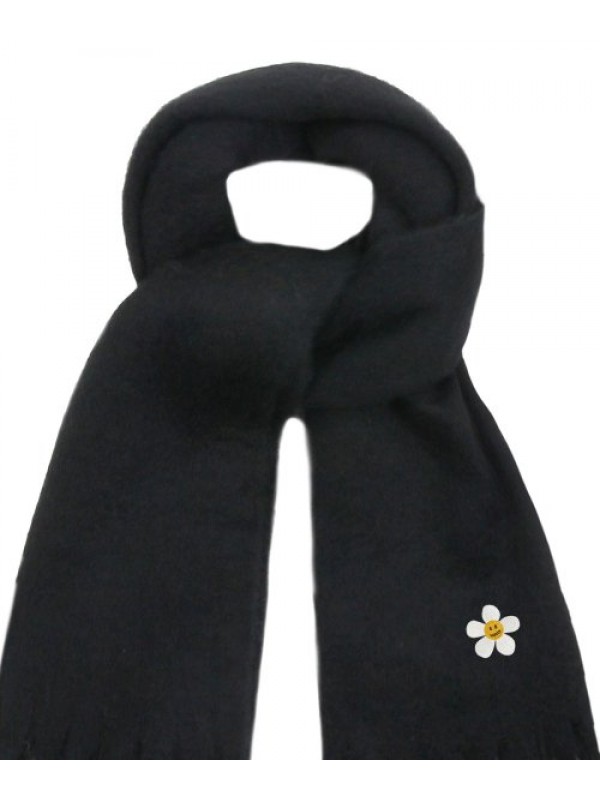 [UNISEX] Flower Dot embroidered Bold Scarf_Black