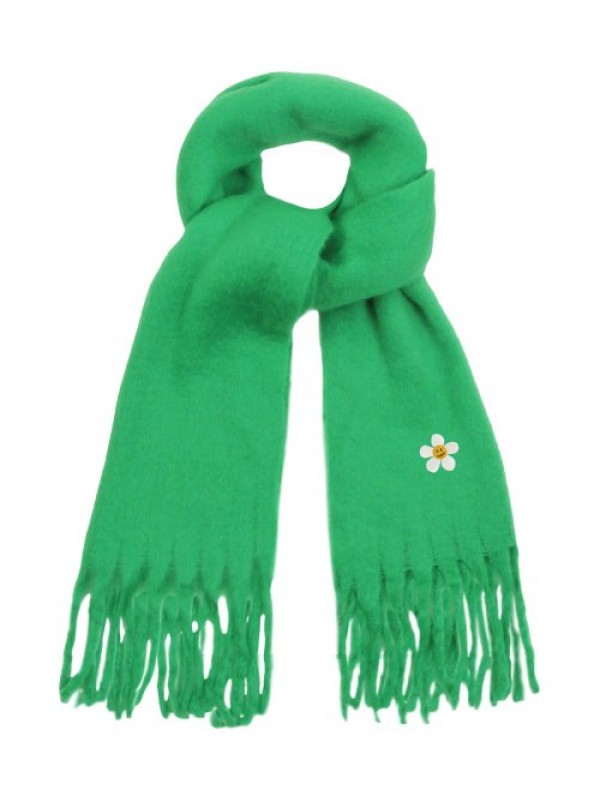 [UNISEX] Flower Dot embroidered Bold Scarf_Green