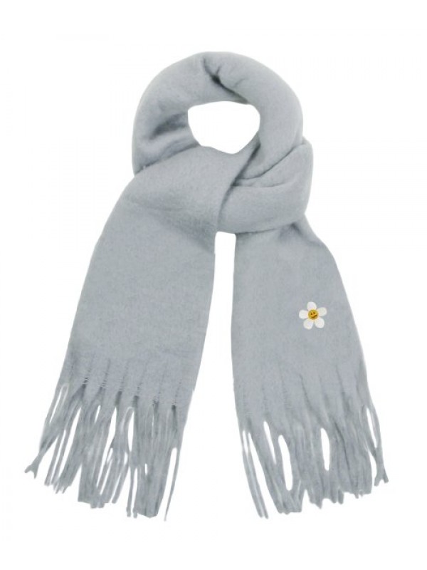 [UNISEX] Flower Dot embroidered Bold Scarf_Gray