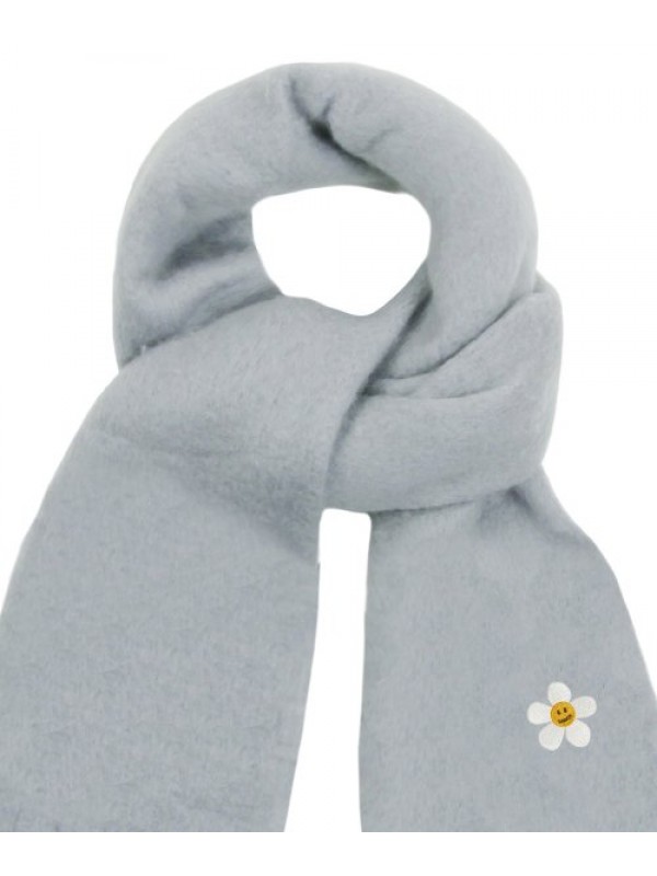 [UNISEX] Flower Dot embroidered Bold Scarf_Gray