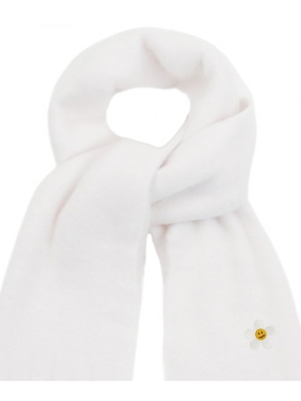 [UNISEX] Flower Dot embroidered Bold Scarf_White