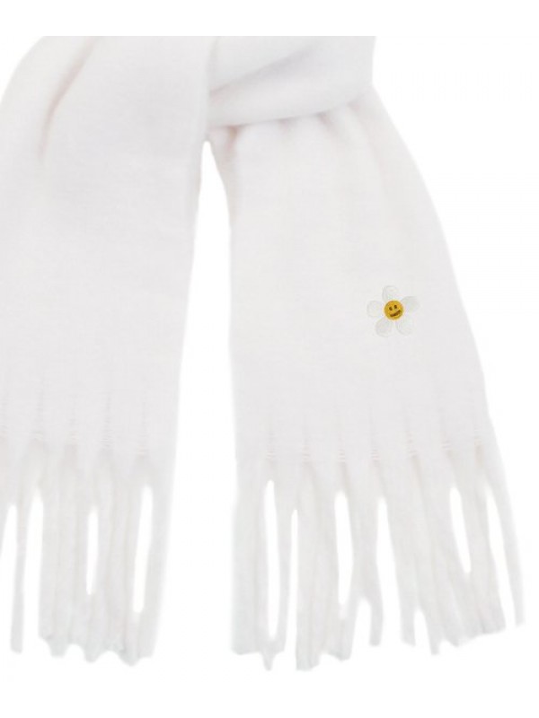 [UNISEX] Flower Dot embroidered Bold Scarf_White