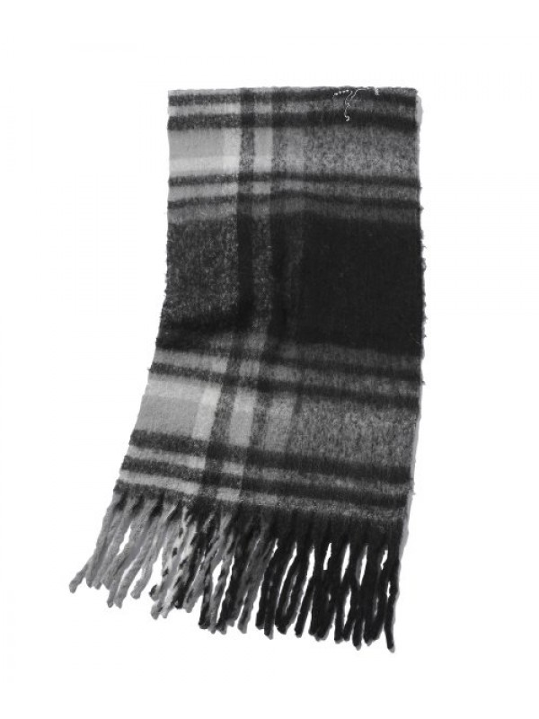 brush winter check scarf black