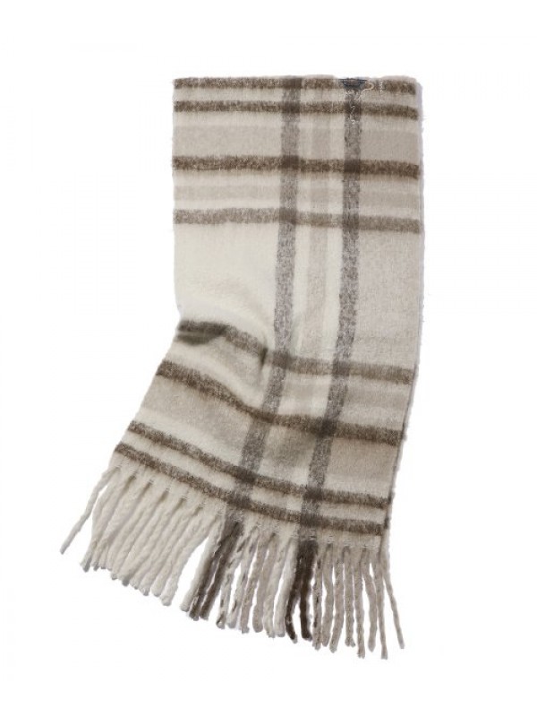 brush winter check scarf beige