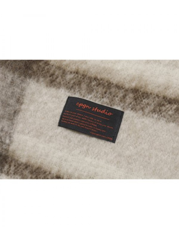 brush winter check scarf beige