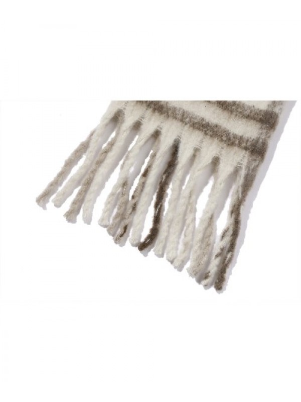 brush winter check scarf beige