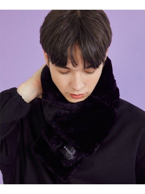 MEN Daily Warm Heating Fur Scarf [BLACK] Winter ver.