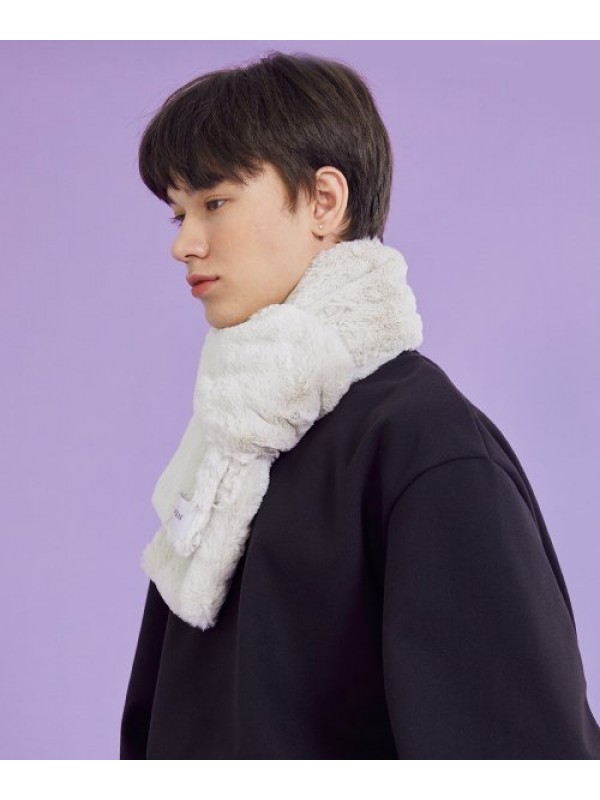 MEN Daily Warm Heating Fur Scarf [IVORY] Winter ver.