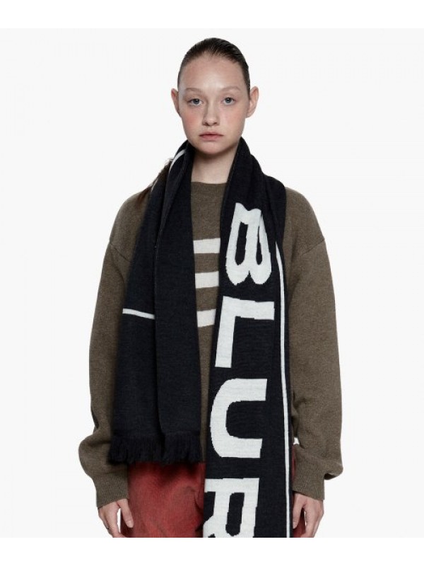 BLUR LOGO WOOL MUFFLER - CHARCOAL