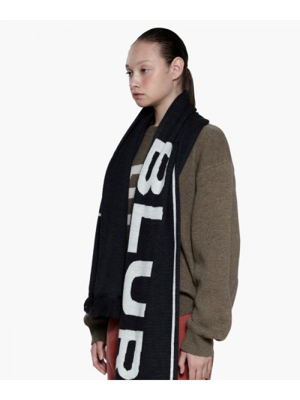 BLUR LOGO WOOL MUFFLER - CHARCOAL